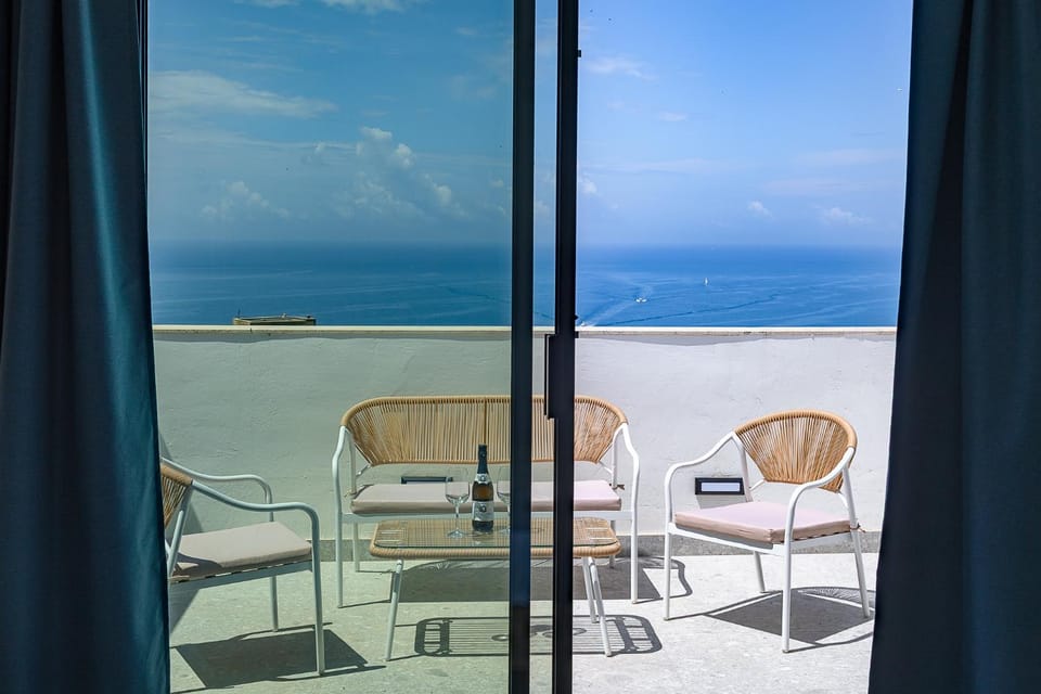 Patio, Day, Natural landscape, View (from property/room), Balcony/Terrace, Living room, Sea view