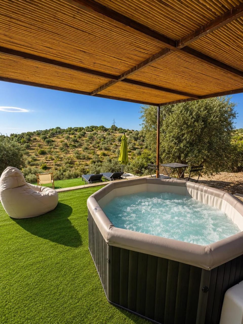 Patio, Day, Natural landscape, Hot Tub, Mountain view, Pool view, Swimming pool, sunbed