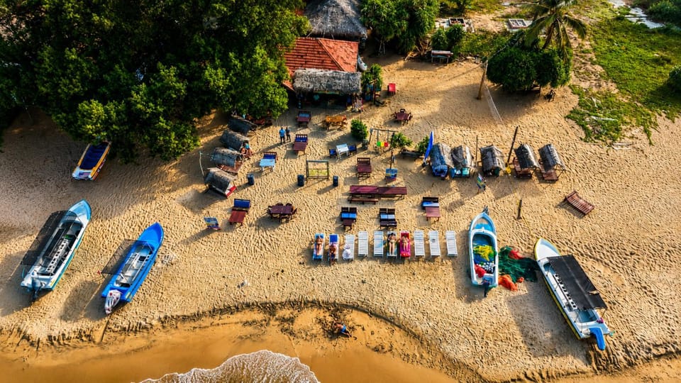 People, Bird's eye view, Beach, group of guests, sunbed
