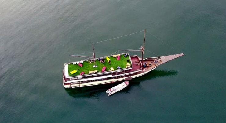 Labuan bajo trip Docked boat in Indonesia