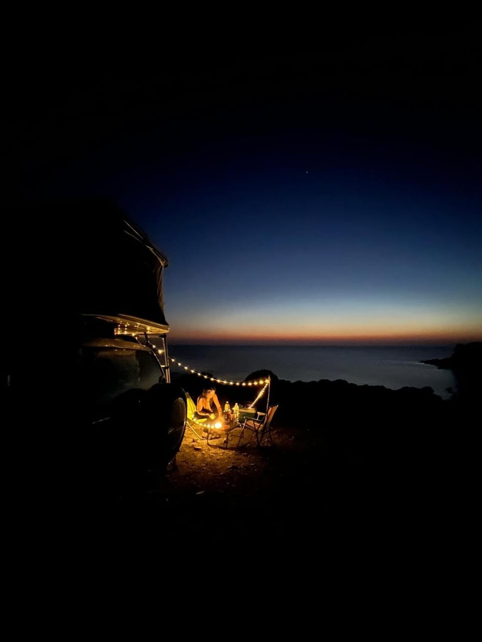 Night, Natural landscape, Sea view