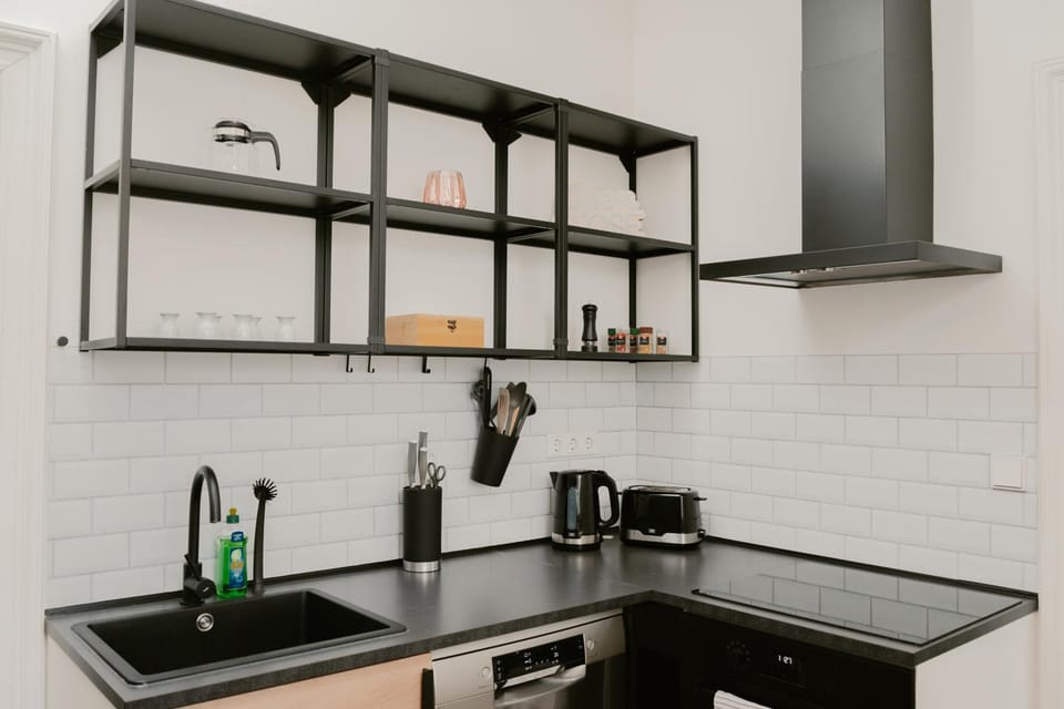 Kitchen or kitchenette, stove, kitchen