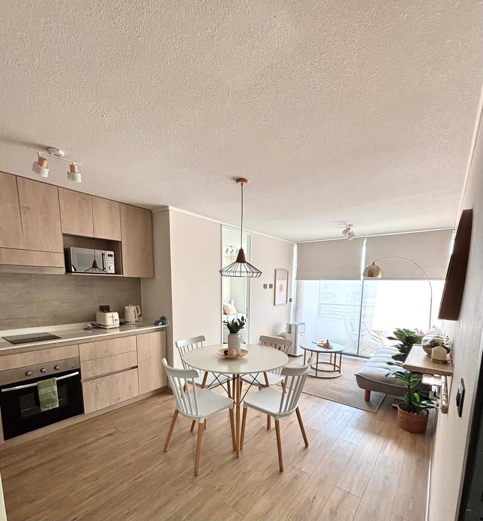 Kitchen or kitchenette, Living room, Dining area, stove