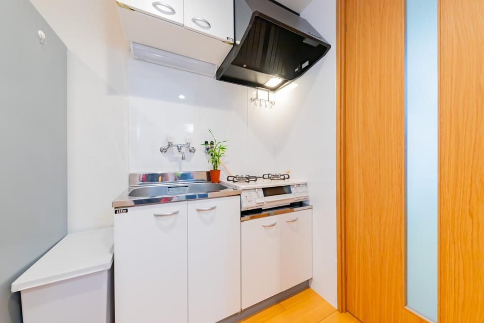 Kitchen or kitchenette, stove