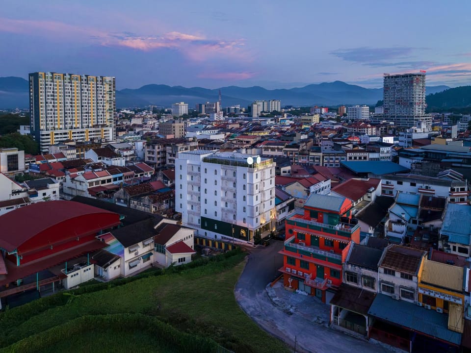 Property building, Facade/entrance, Night, Bird's eye view, City view