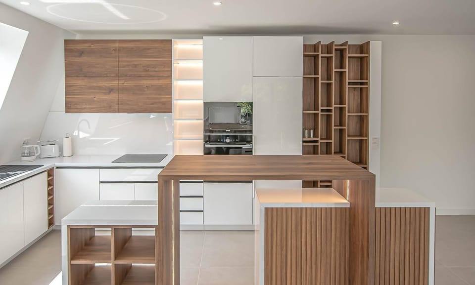 Kitchen or kitchenette, oven, stove