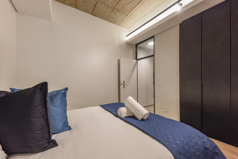Bed, Photo of the whole room, Bedroom, towels, wardrobe