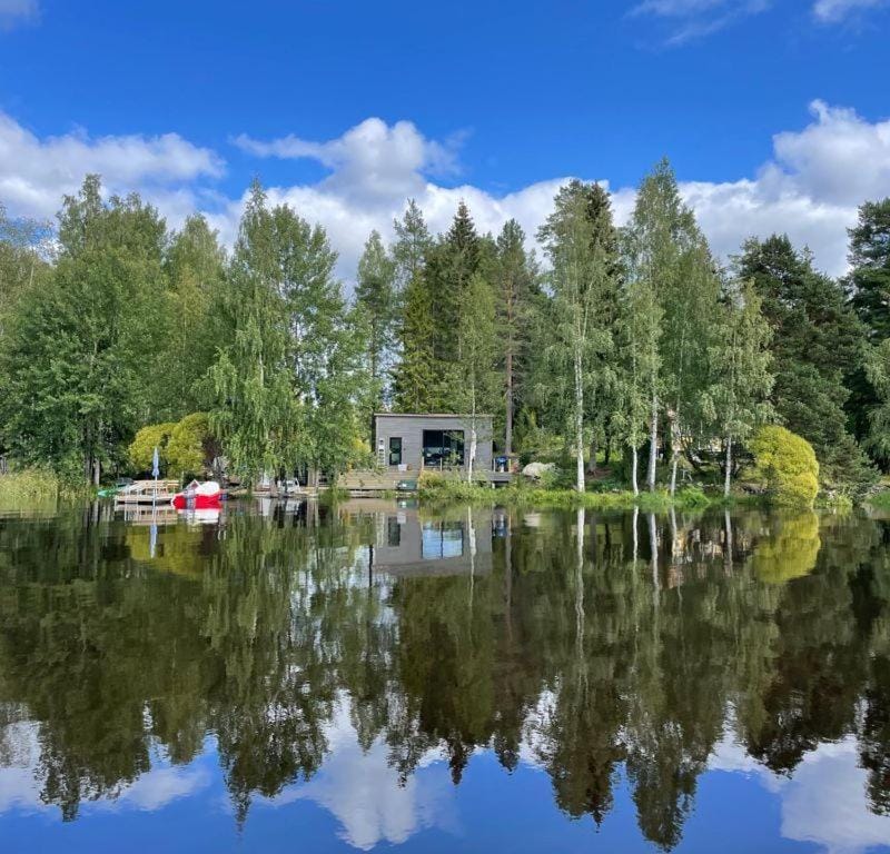 Property building, Natural landscape, Lake view