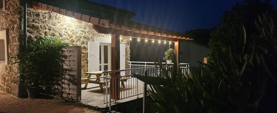 Patio, Night, Balcony/Terrace, Garden view