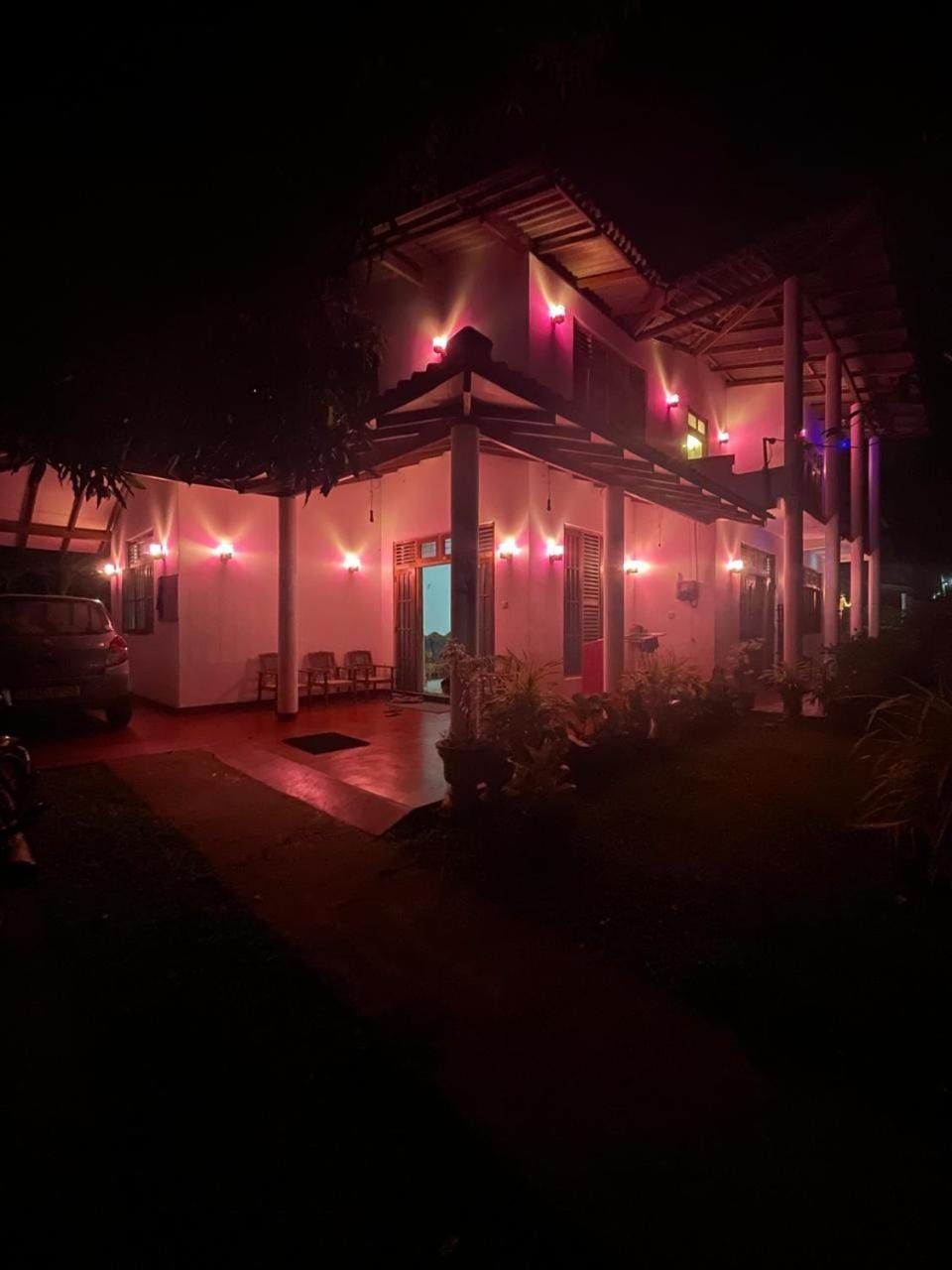 Property building, Night, Garden