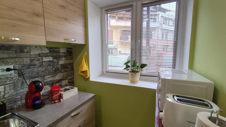 Kitchen or kitchenette, toaster