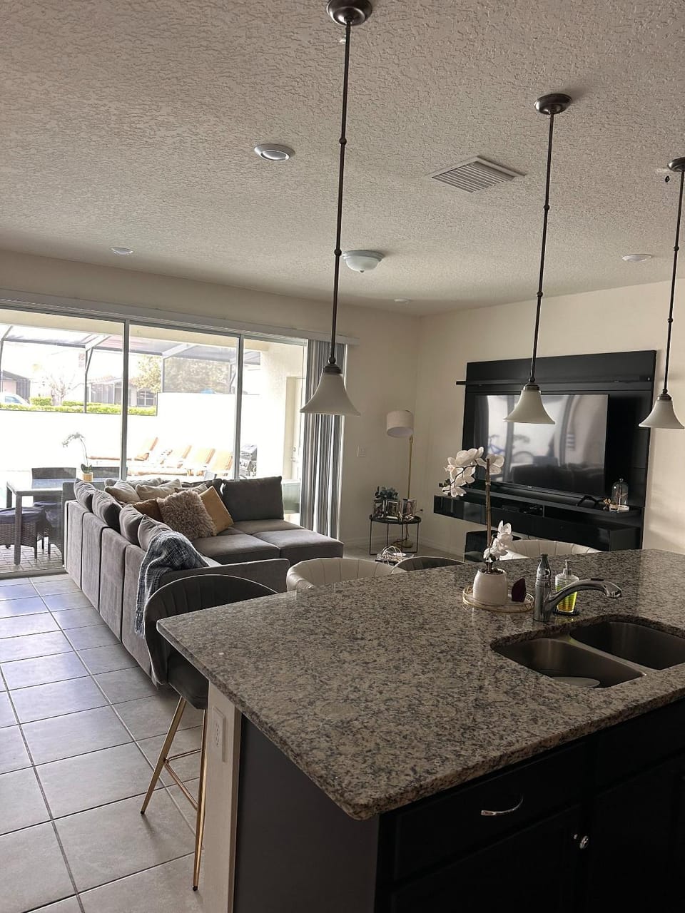 Living room, kitchen