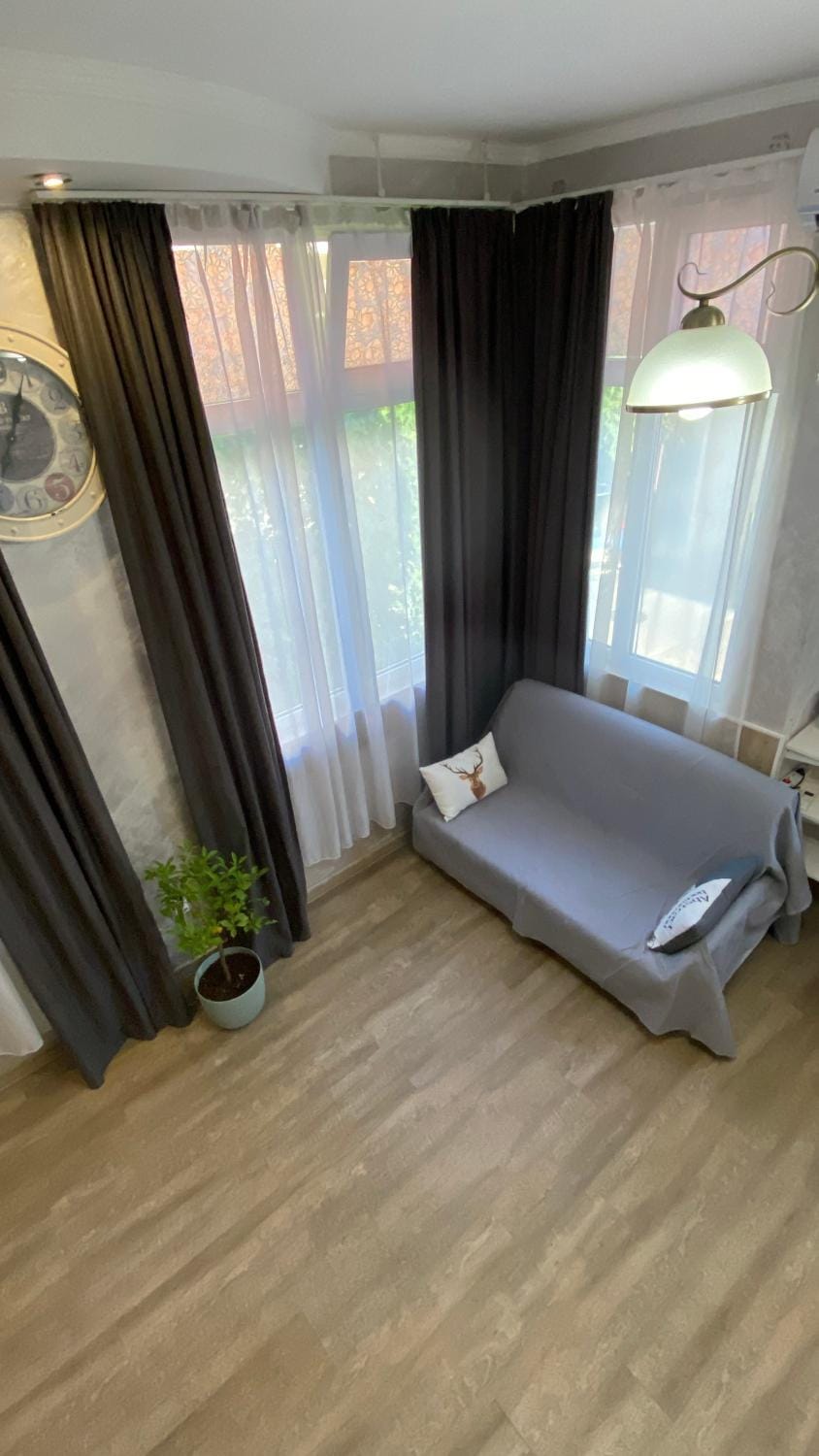 Bed, Living room, Seating area