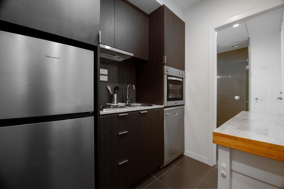 Kitchen or kitchenette, oven