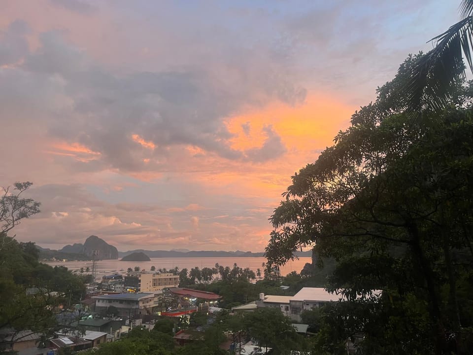 Natural landscape, Mountain view, Sea view, Sunset