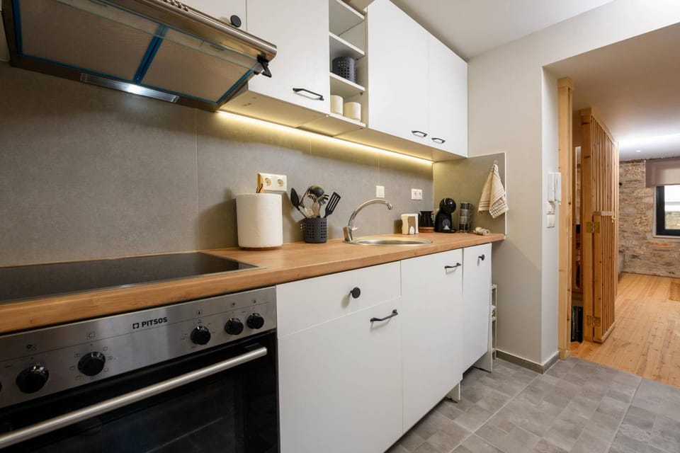 Kitchen or kitchenette, stove