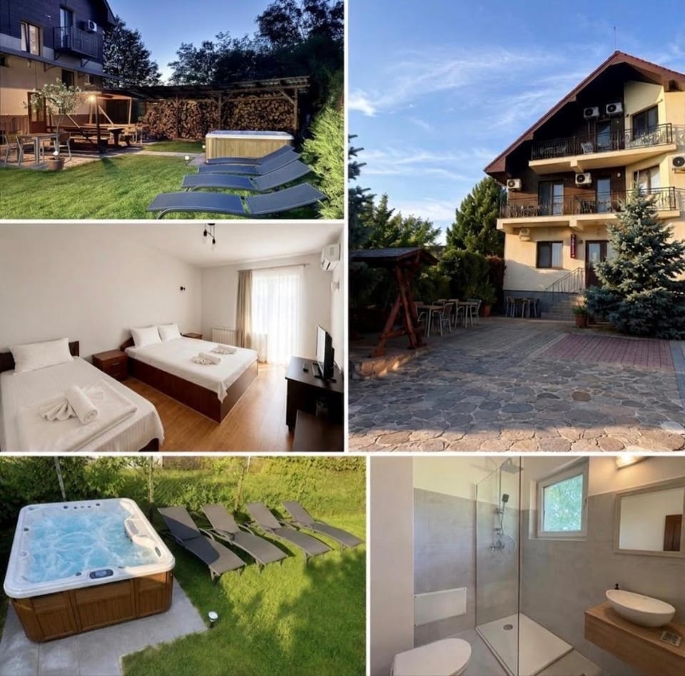 Property building, Patio, Day, Natural landscape, Garden, Garden view, Pool view, Swimming pool