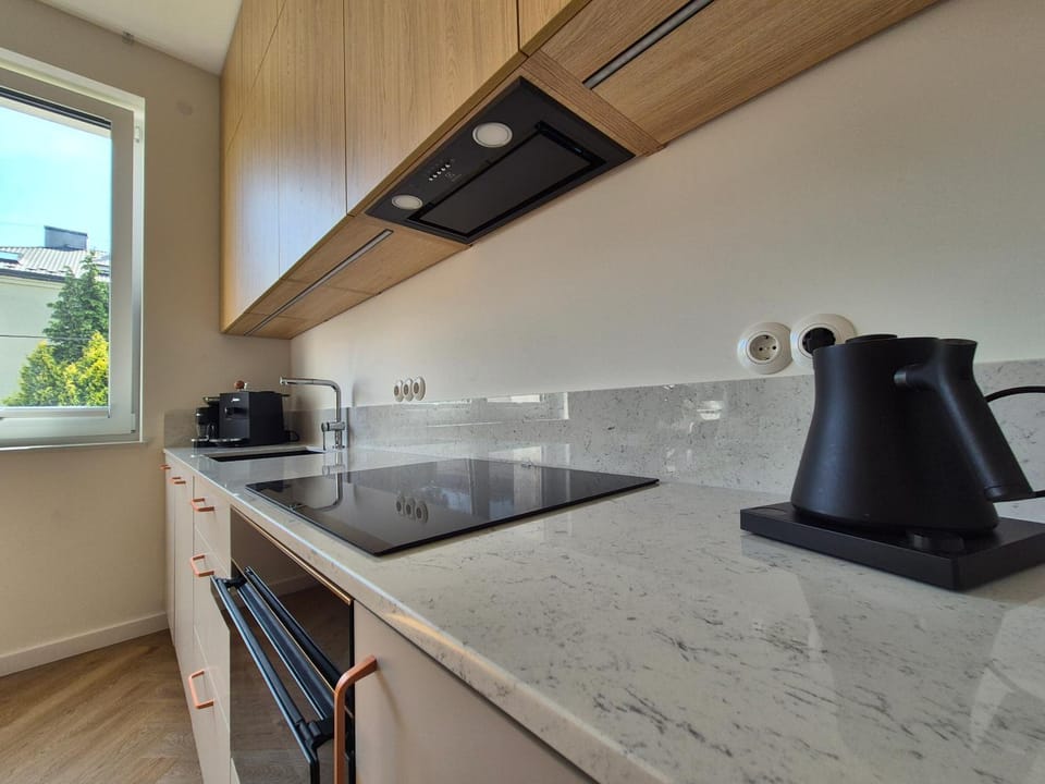 Kitchen or kitchenette, stove, toaster