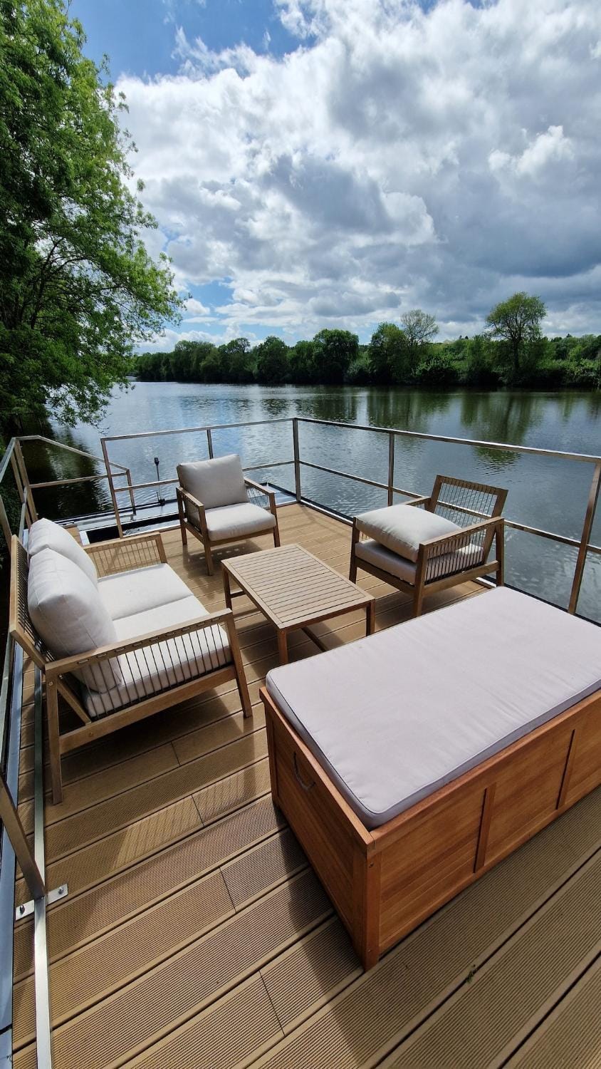 Patio, Natural landscape, River view