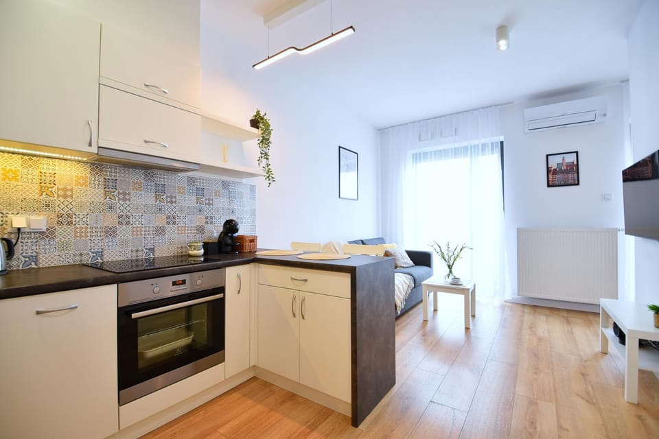 Kitchen or kitchenette, dishwasher, oven, stove