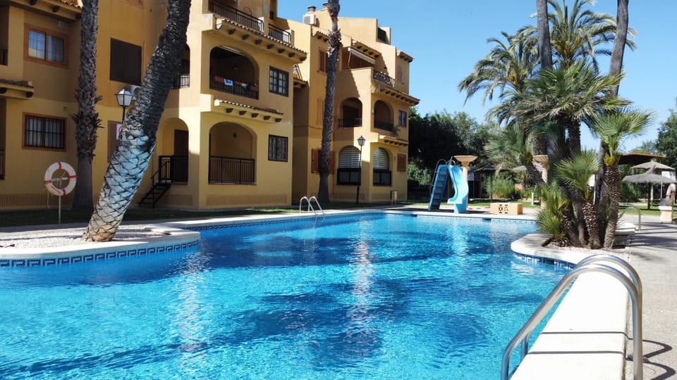 Swimming pool, sunbed