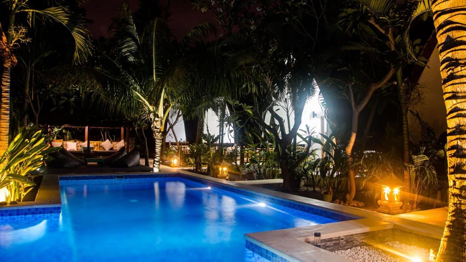 Night, Natural landscape, Garden, Garden, Garden view, Pool view, Swimming pool, Swimming pool, sunbed