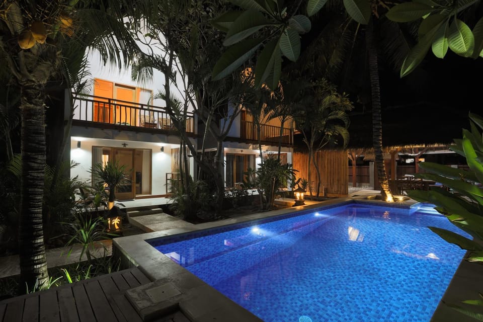 Property building, Patio, Night, Activities, Garden, View (from property/room), Balcony/Terrace, Communal kitchen, Pool view, Swimming pool, group of guests