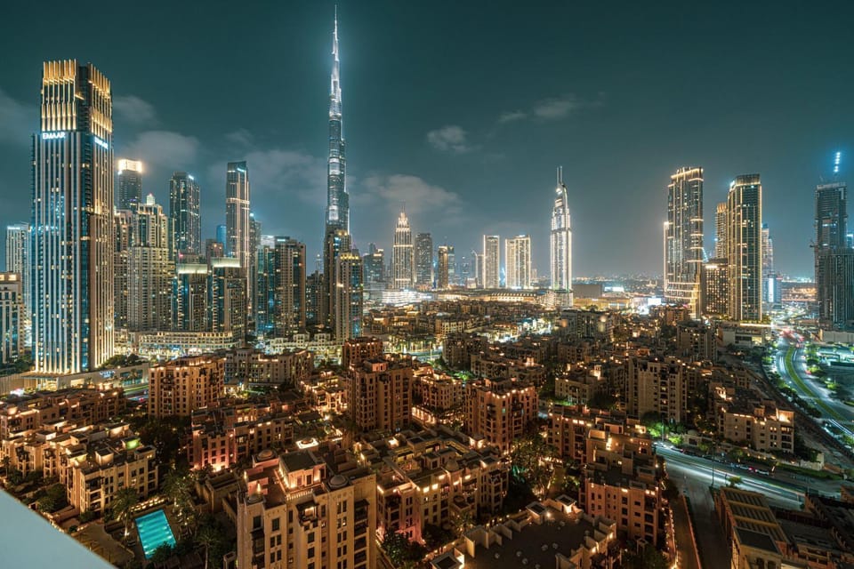 Night, View (from property/room), City view, Landmark view, Pool view