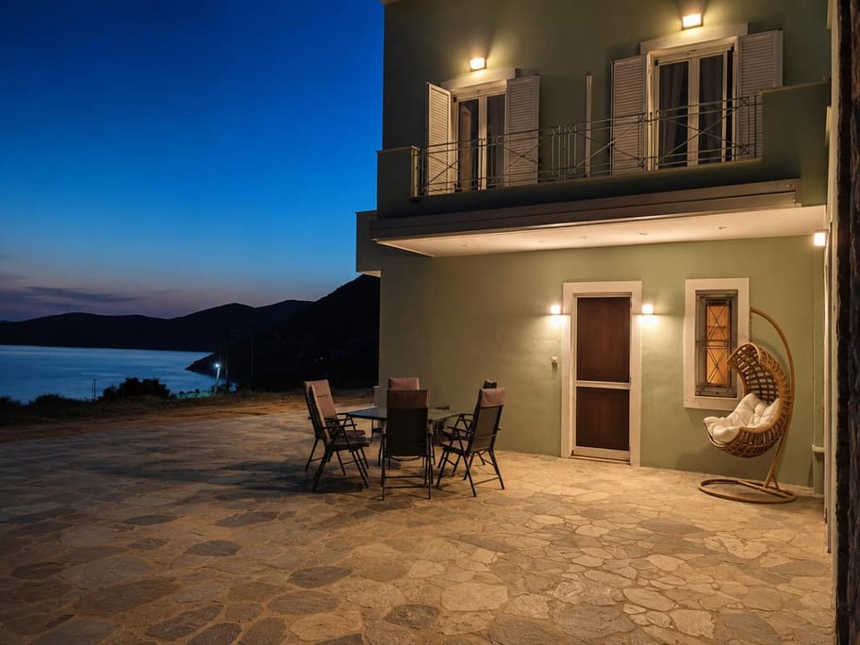Property building, Night, Natural landscape, View (from property/room), Balcony/Terrace, Sea view