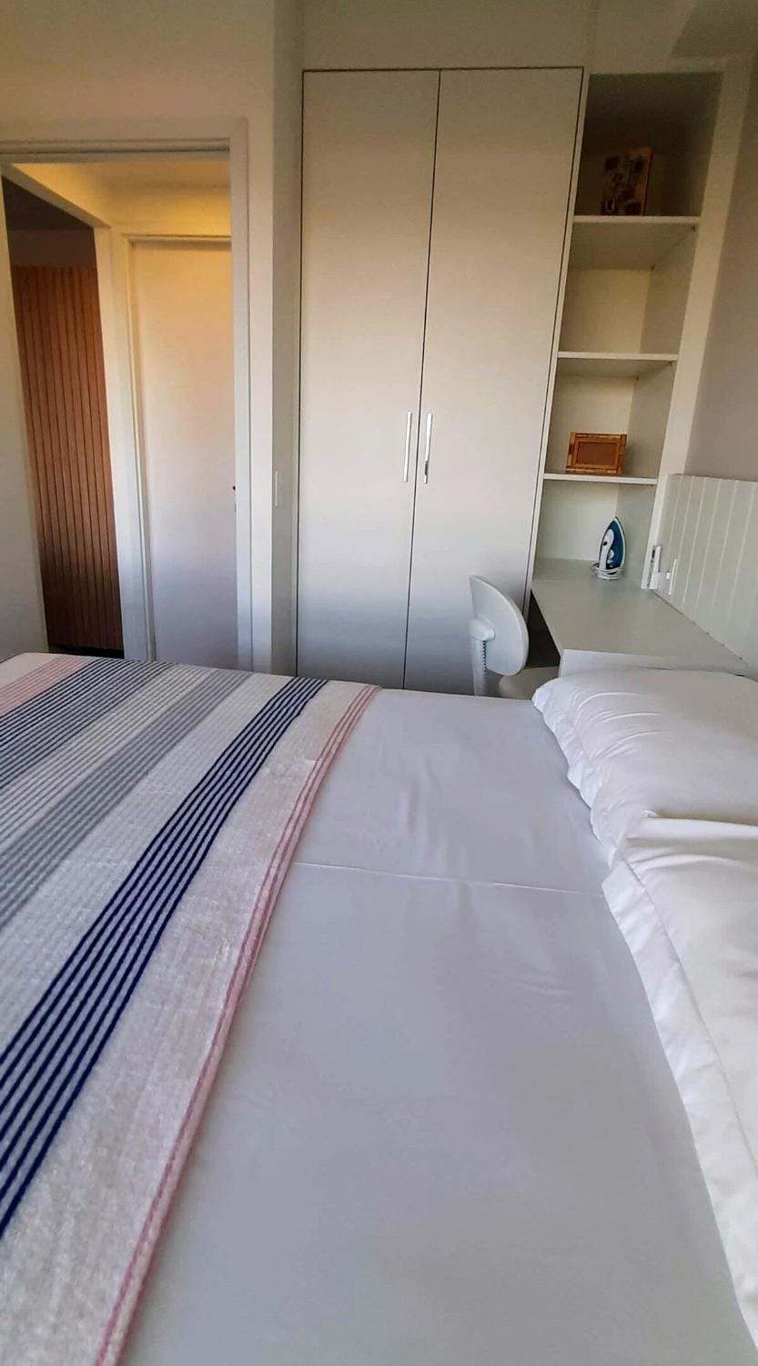 Bed, wardrobe