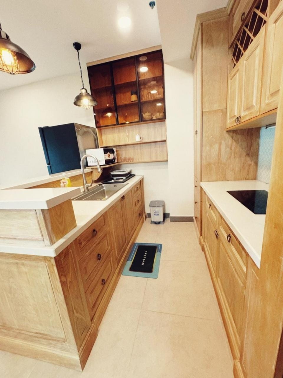 Kitchen or kitchenette, stove