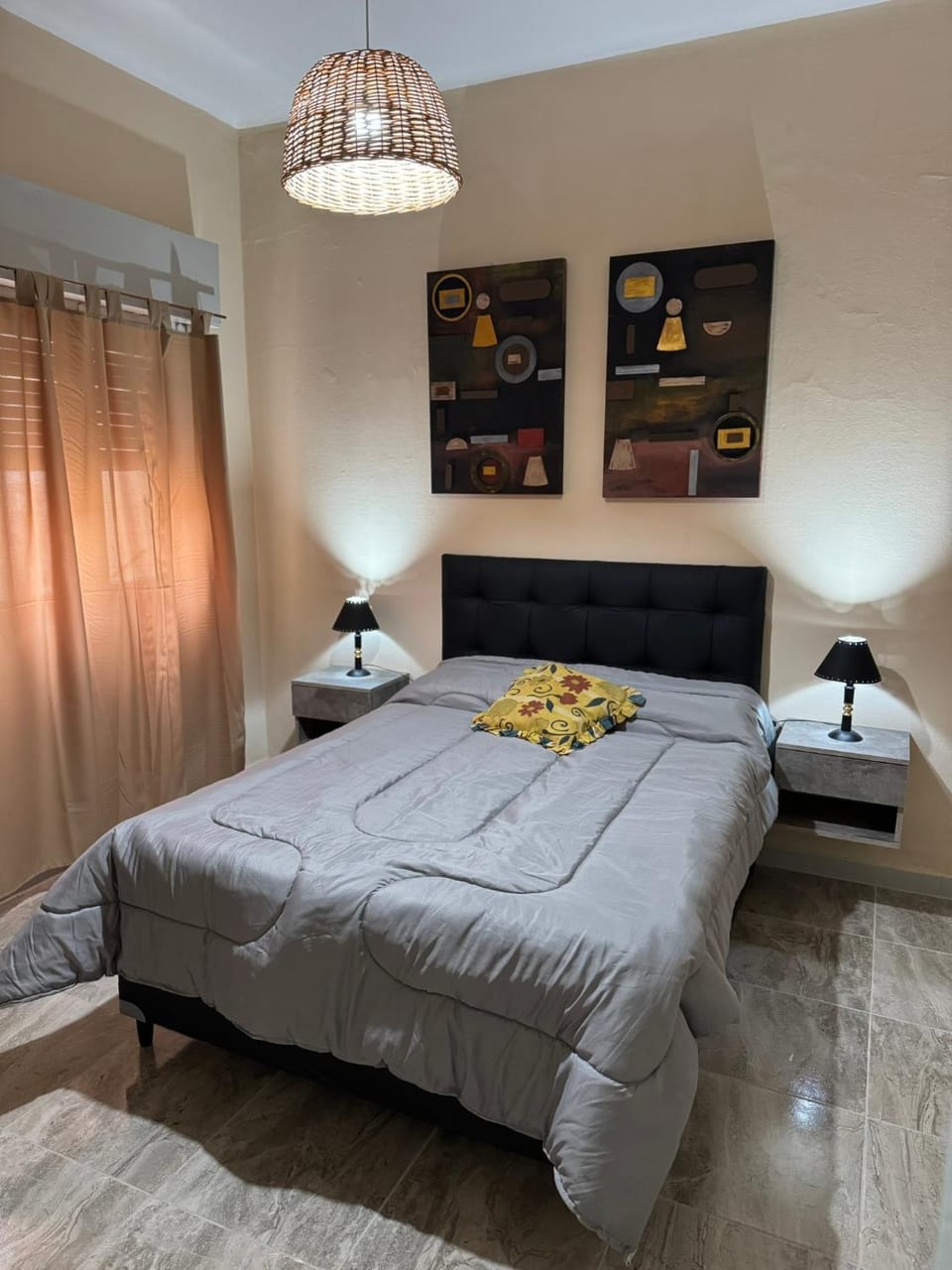 Bed, Photo of the whole room, Decorative detail, Bedroom, Inner courtyard view, wardrobe