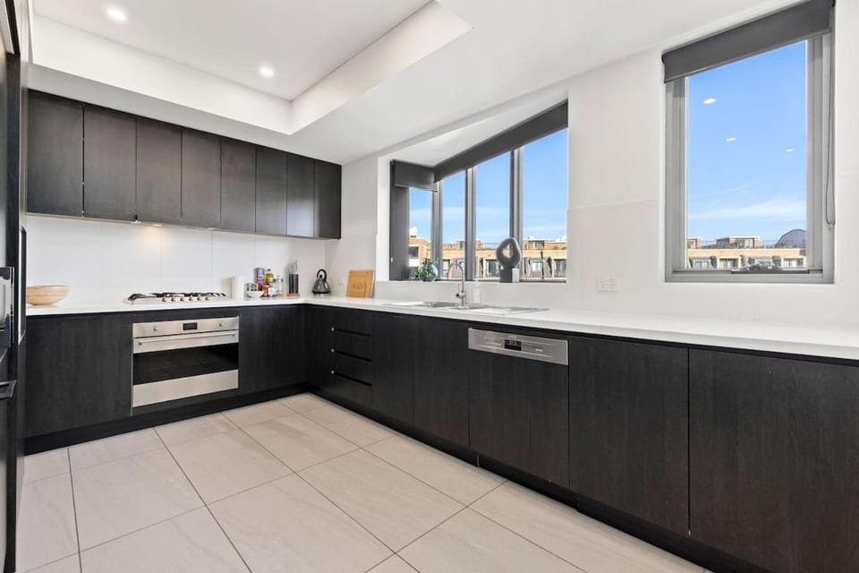 Kitchen or kitchenette, oven, stove