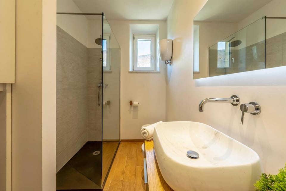 Shower, Bathroom, hair dryier, towels