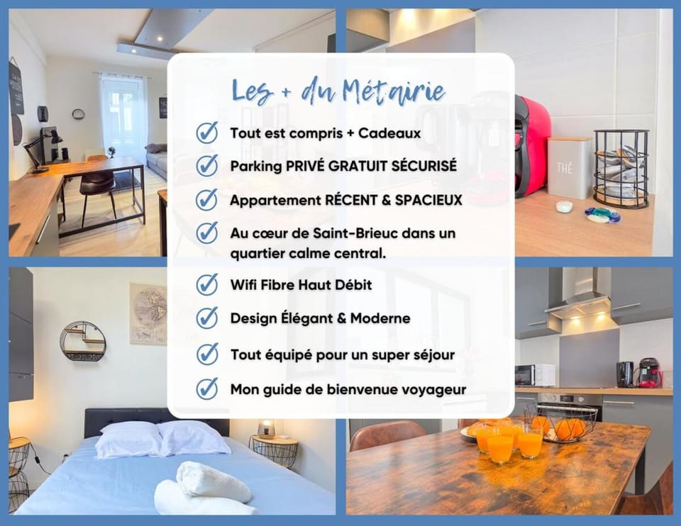 Le Métairie, Parking Privé, 5min de la Gare, Central Apartment in Brittany