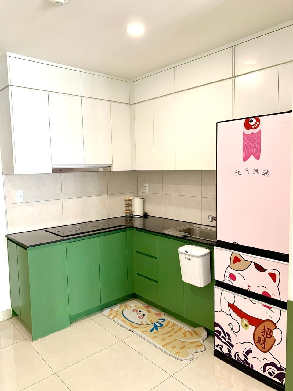 Kitchen or kitchenette, stove