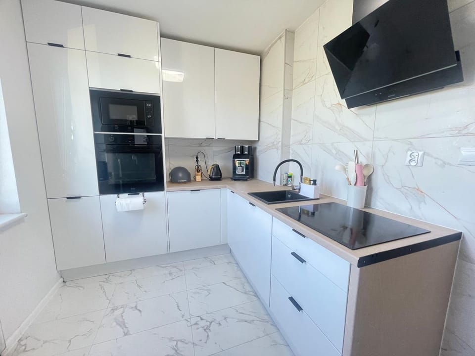 Kitchen or kitchenette, dishwasher, oven, stove