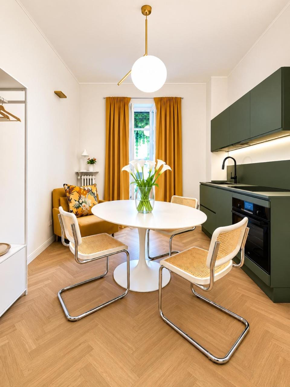Kitchen or kitchenette, stove