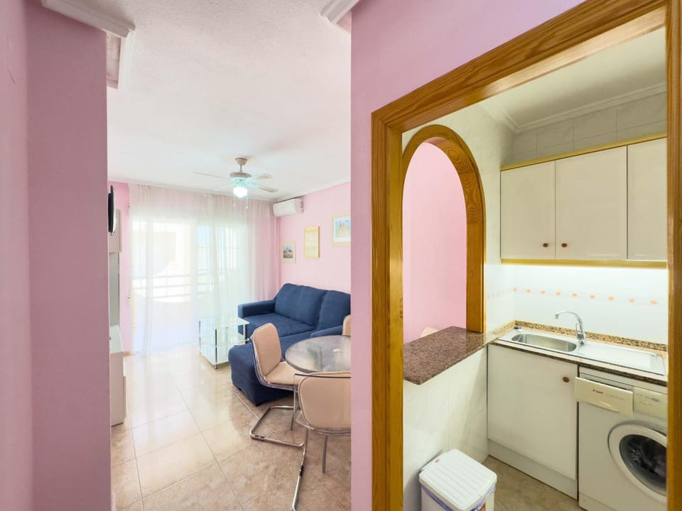 Kitchen or kitchenette, Living room, Seating area, washing machine