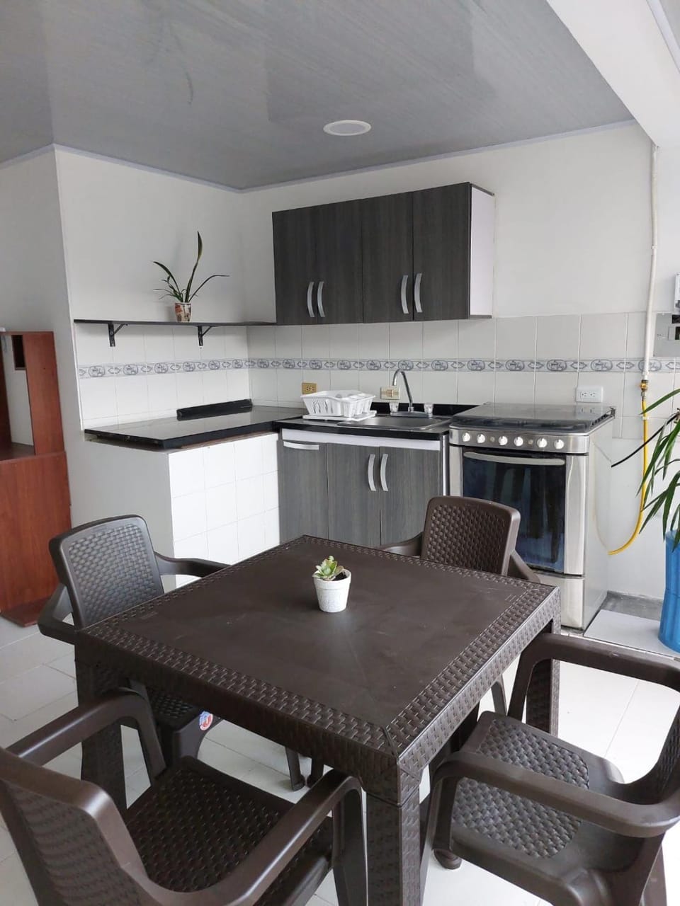 Kitchen or kitchenette, Living room, Dining area, oven, stove