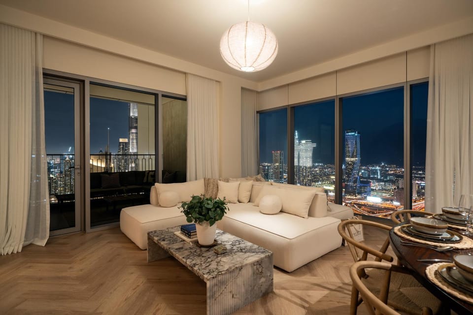 View (from property/room), Living room, Seating area, City view