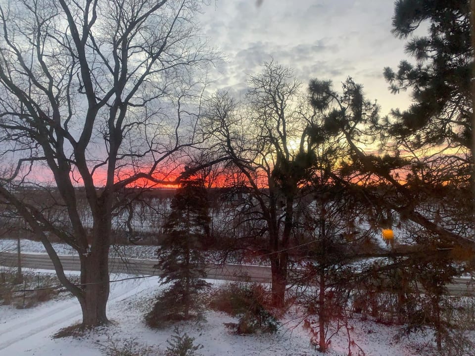 Natural landscape, Winter, Sunset