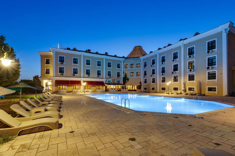 Property building, Night, Pool view, Swimming pool