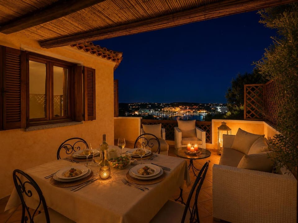 Patio, Night, Natural landscape, View (from property/room), Balcony/Terrace, Dining area, Sea view