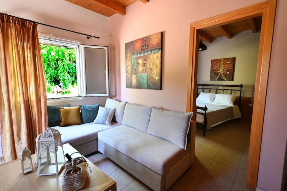 Bed, Living room, Seating area