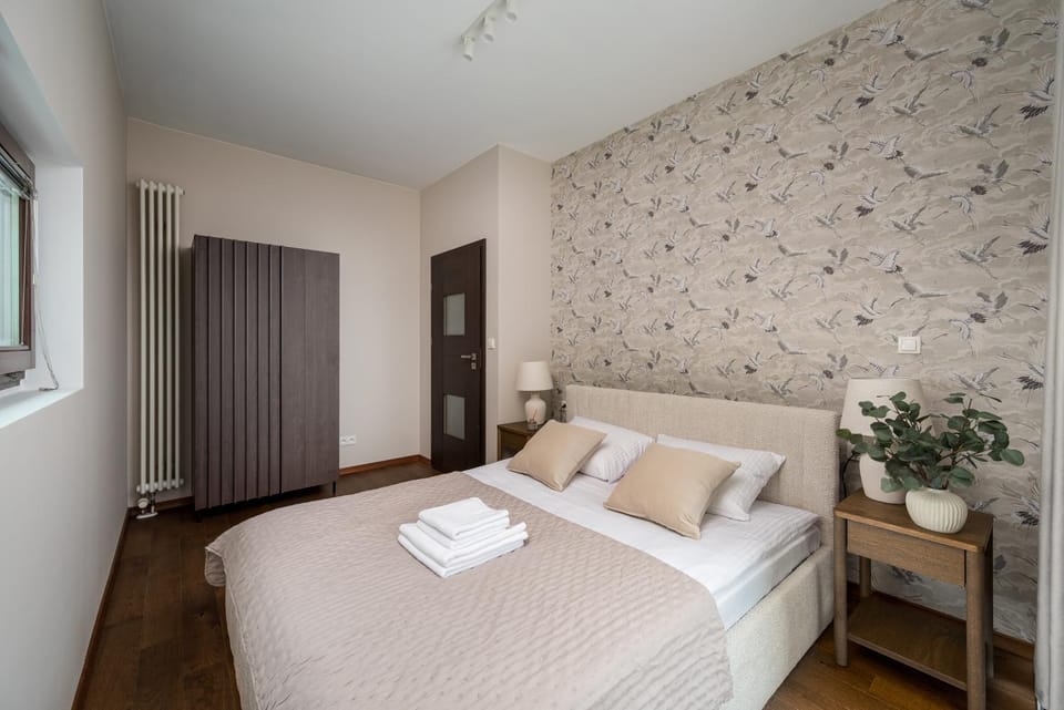 Bed, Photo of the whole room, Bedroom, towels, wardrobe