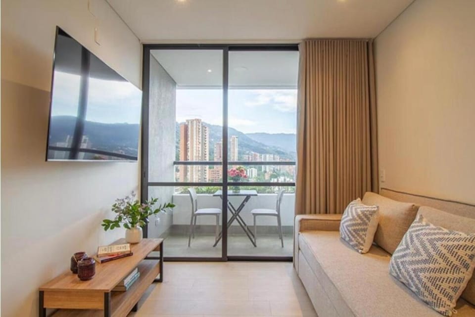 Living room, Seating area, Mountain view