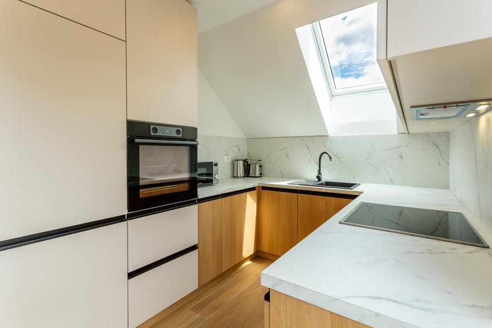 Kitchen or kitchenette, dishwasher, oven, toaster