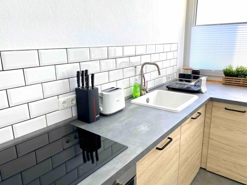 Kitchen or kitchenette, stove
