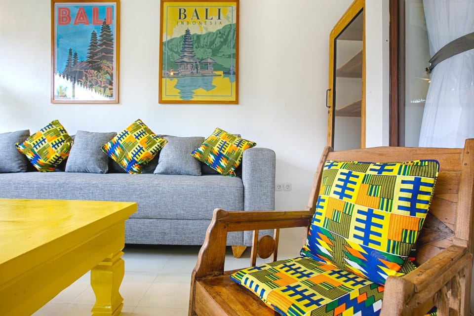 Living room, Seating area, Garden view, Pool view